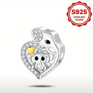 925 Sterling Silver Elephant With Baby Bracelet Charm For Pandora Bracelets-NEW